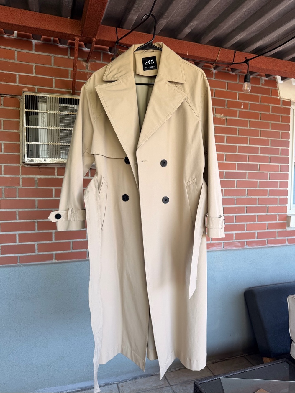 ZARA Beige Double-Breasted Trench Coat